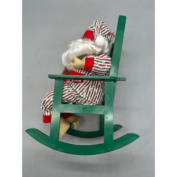 Vintage Rocking Chair Snoring Santa Claus Pajamas Animated Christmas 12" READ - Picture 7 of 7
